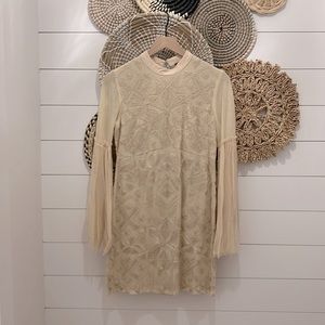 NWT Free People Cleo Mini Dress Tea cream SZ 4.